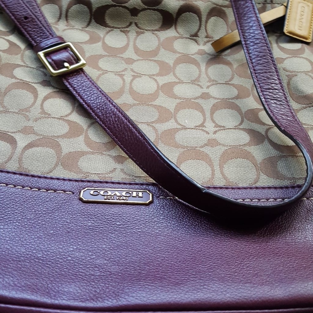 Coach Large Plum Burgundy Signature